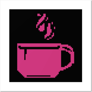 Pink Coffee cup pixel art Posters and Art